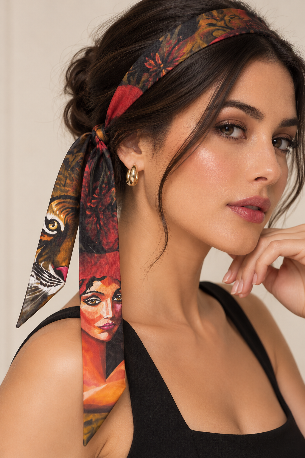Roaring Flower Silk Twilly - Set of Two